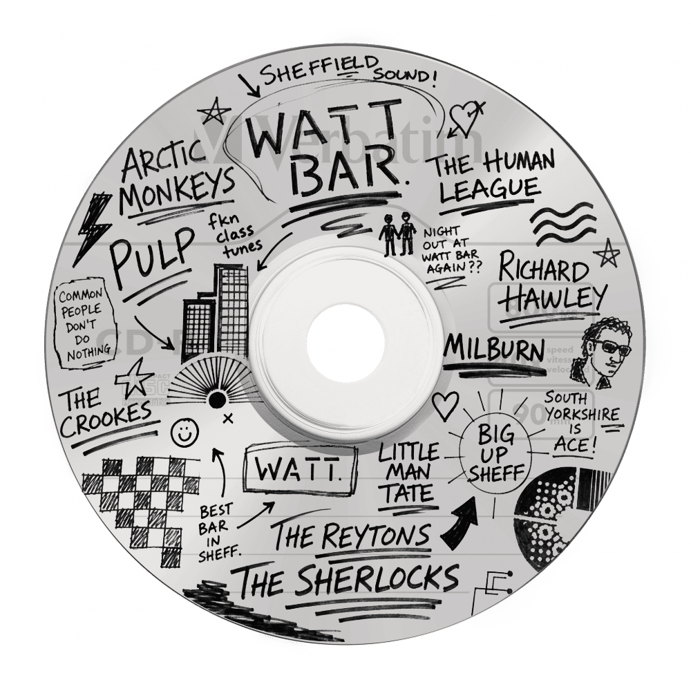 Watt Bar Sheffield indie playlist CD.