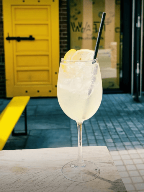 Cocktail outside Watt Bar.