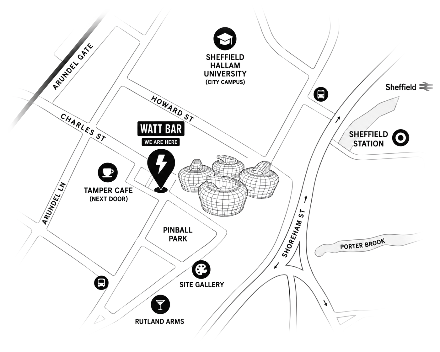 Illustrated Map of Watt Bar directions.